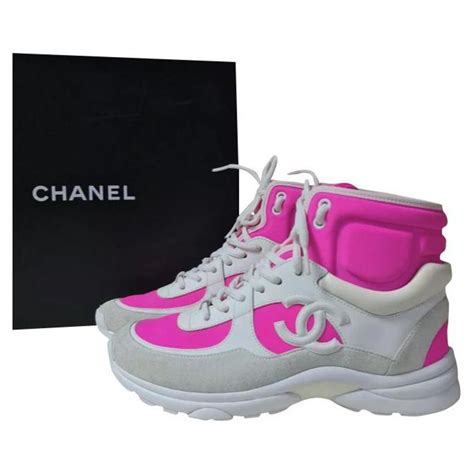 chanel high top sneakers pink|authentic Chanel sneakers.